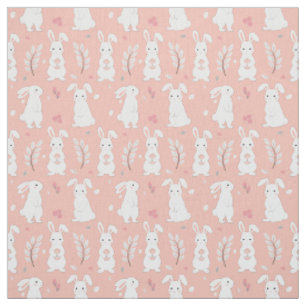 Easter Bunny Pastel Pink Fabric
