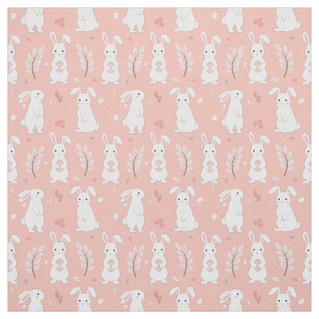 Easter Bunny Pastel Pink Fabric (Swatch)