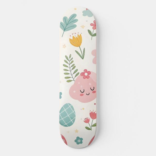 Easter Bunny Pattern Skateboard (Front)