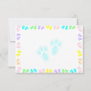 Easter Bunny Paw Print Pattern Blank Card