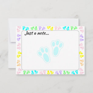 Easter Bunny Paw Print Pattern Just a Note Card