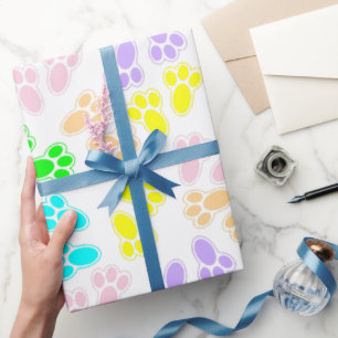 Easter Bunny Paw Print Pattern Wrapping Paper