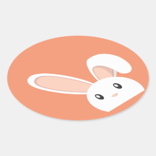 Easter Bunny peeping Oval Sticker
