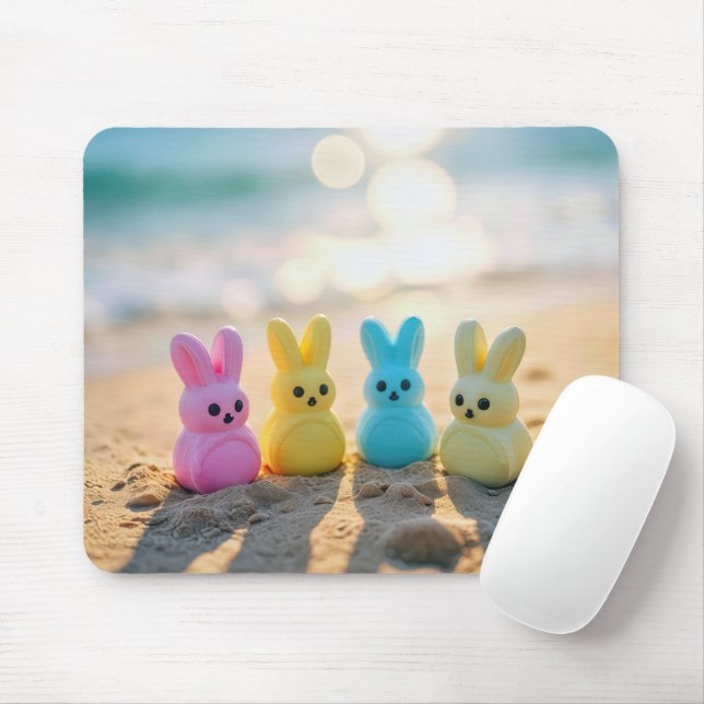 Easter Bunny Peeps On the Beach Mouse Pad (With Mouse)