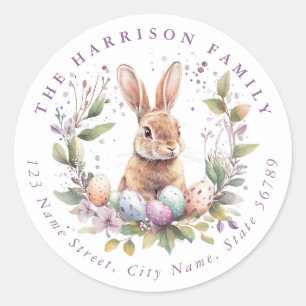 Easter Bunny Personalised Name Round Stickers