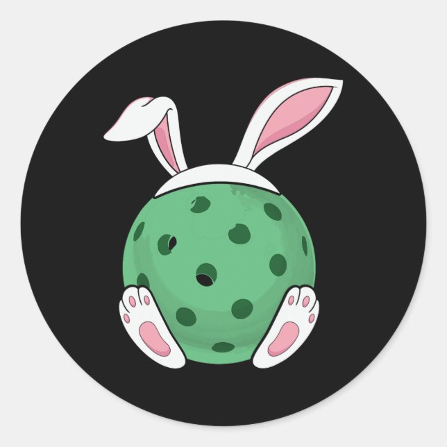 Easter Bunny Pickleball - Fun Easter Pickle Ball R Classic Round Sticker (Front)