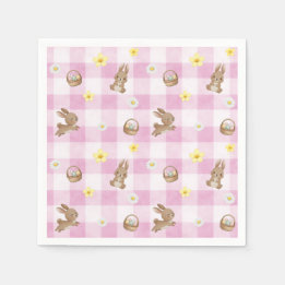 Easter Bunny Pink Gingham Napkin