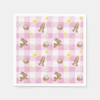 Easter Bunny Pink Gingham Napkin