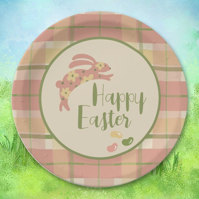 Easter Bunny Plaid Paper Plate (Creator Uploaded)