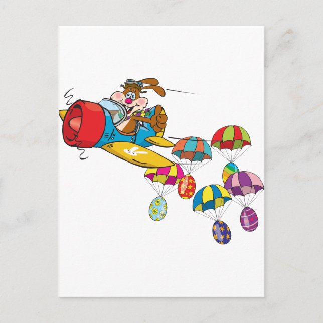 Easter bunny Plane Holiday Postcard (Front)