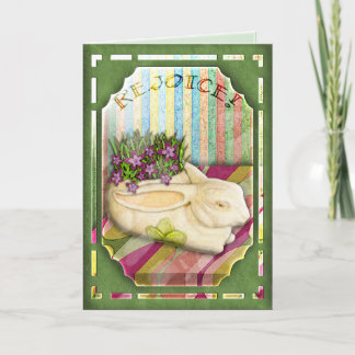 Easter Bunny Planter in Green Florist Shop Window Holiday Card