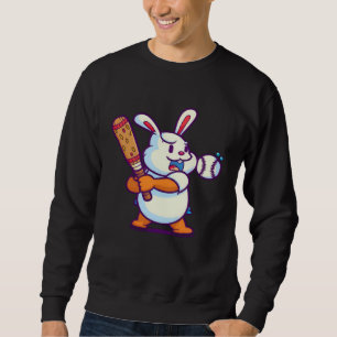 Easter Bunny Playing Baseball Baseball Easter Sweatshirt