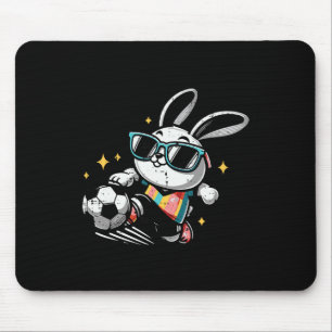 Easter Bunny Playing Soccer Cute Footll Boys Kids  Mouse Pad