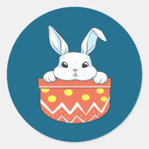 Easter Bunny Pocket Bunny Gir Classic Round Sticker