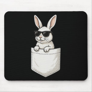 Easter Bunny Pocket Wearing Sungles Cool Rabbit Mouse Pad