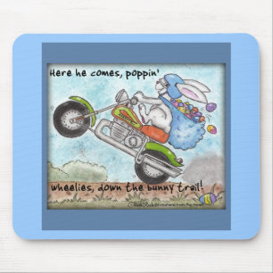 Easter Bunny Poppin’ Wheelies Mouse Pad