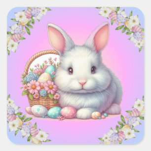 Easter Bunny Pretty Pastel Square Sticker