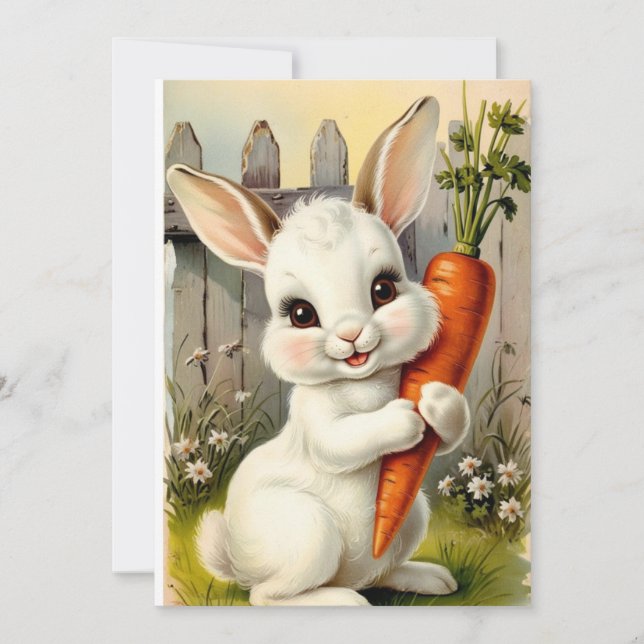 Easter Bunny Print Cute Easter Rabbit Neutral  Invitation (Front)