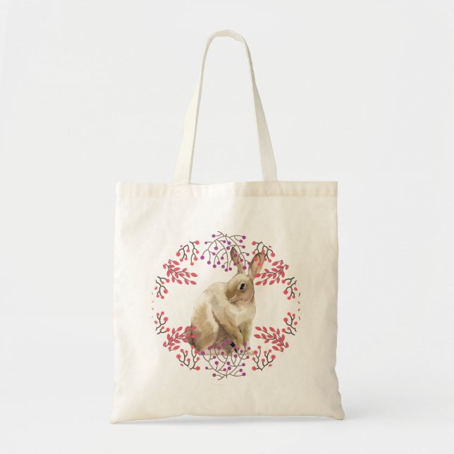 Easter Bunny purple floral Tote Bag (Front)