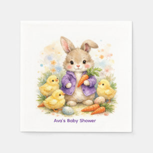 Easter Bunny Purple Jacket Baby Shower Napkin