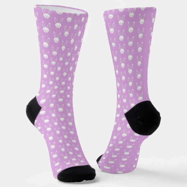 Easter Bunny Purple Socks (Angled)