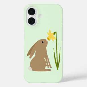 Easter Bunny Rabbit and Daffodil flower iPhone 16 Case