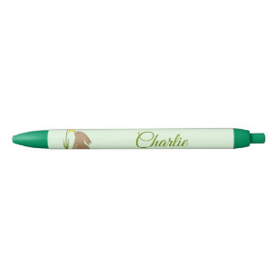 Easter Bunny Rabbit and Daffodil flower Custom Black Ink Pen