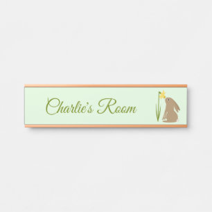 Easter Bunny Rabbit and Daffodil flower Custom Door Sign