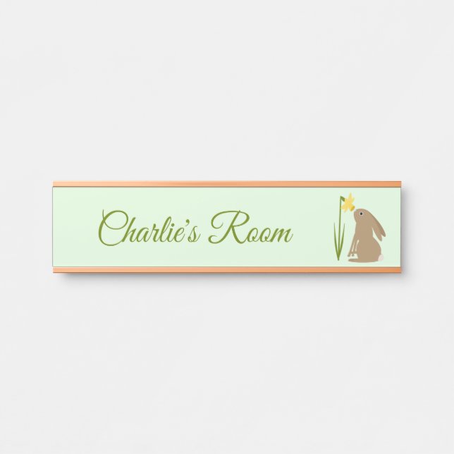 Easter Bunny Rabbit and Daffodil flower Custom Door Sign (Front)