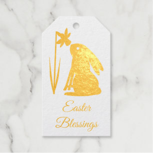 Easter Bunny Rabbit and Daffodil flower Custom Gift Tags