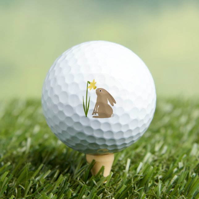 Easter Bunny Rabbit and Daffodil flower Golf Balls (Insitu Tee)