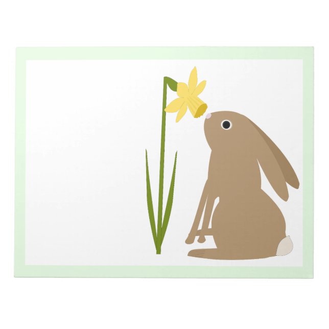 Easter Bunny Rabbit and Daffodil flower Notepad (Front)