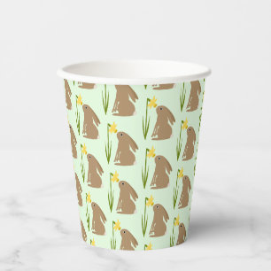 Easter Bunny Rabbit and Daffodil flower Patterned Paper Cups