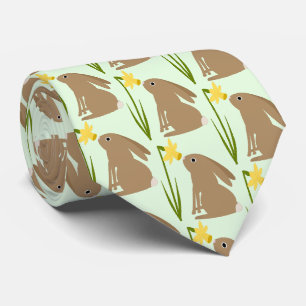 Easter Bunny Rabbit and Daffodil flower Patterned Tie
