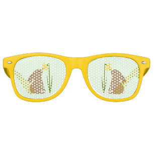 Easter Bunny Rabbit and Daffodil flower Retro Sunglasses