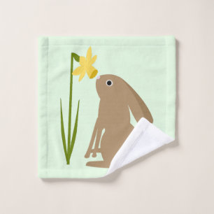 Easter Bunny Rabbit and Daffodil flower Wash Cloth
