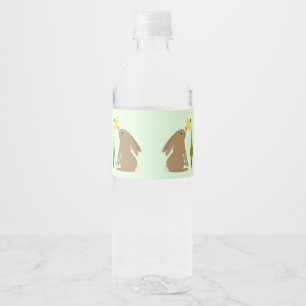 Easter Bunny Rabbit and Daffodil flower Water Bottle Label