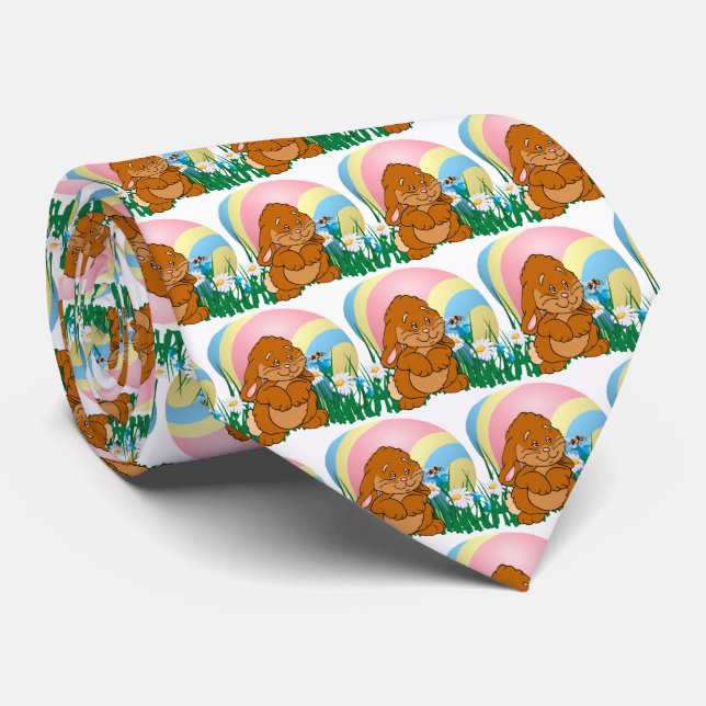 Easter Bunny Rabbit And Easter Egg Tie (Rolled)