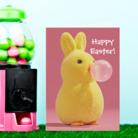 Easter Bunny Rabbit and Pink Bubble Gum Cute