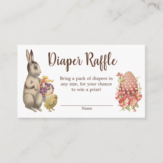 Easter Bunny Rabbit Baby Shower Diaper Raffle Enclosure Card (Front)