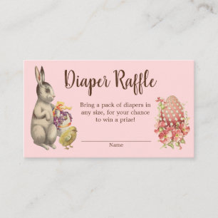 Easter Bunny Rabbit Baby Shower Pink Diaper Raffle Enclosure Card