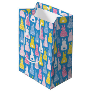 Easter Bunny Rabbit Blue pattern Medium Gift Bag