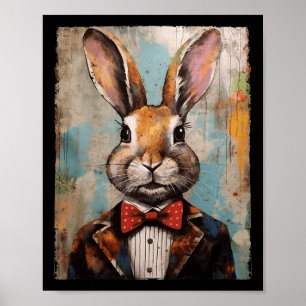 Easter Bunny Rabbit Bow Tie Happy Easter Boys Kids Poster