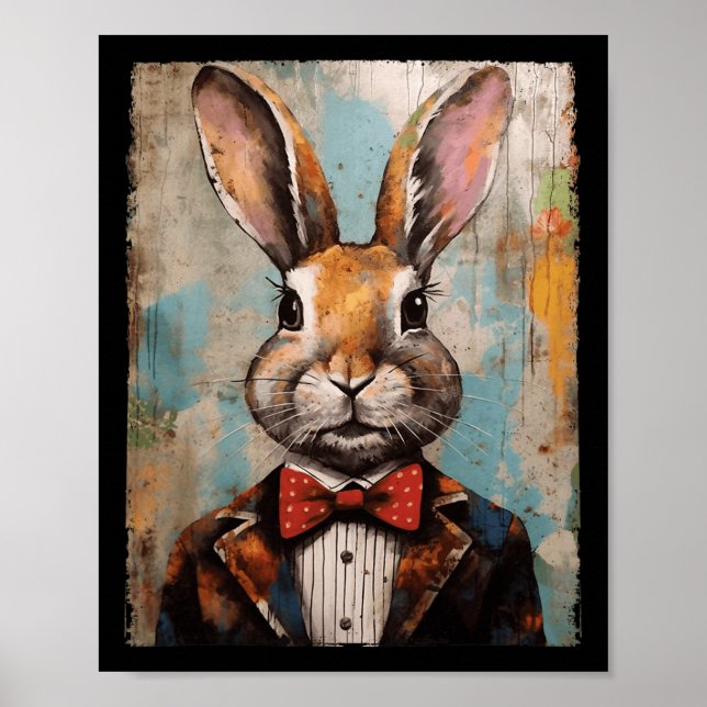 Easter Bunny Rabbit Bow Tie Happy Easter Boys Kids Poster (Front)