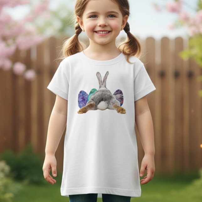 Easter Bunny Rabbit Butt Tail Cute Eggs Girl's T-Shirt (Creator Uploaded)