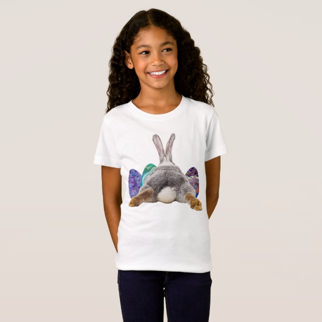 Easter Bunny Rabbit Butt Tail Cute Eggs Girl's T-Shirt (Front Full)