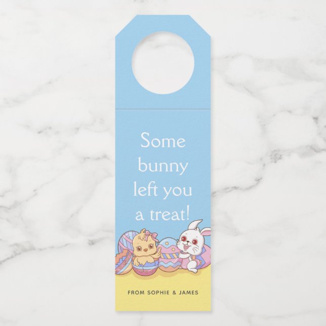 Easter Bunny Rabbit Chick Eggs | Holidays Bottle Tag (Front)