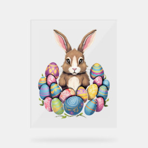 Easter Bunny Rabbit Colourful Eggs Easter Egg Hunt Acrylic Sign