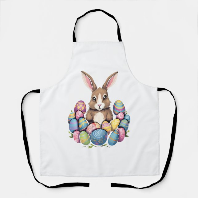 Easter Bunny Rabbit Colourful Eggs Easter Egg Hunt Apron (Front)