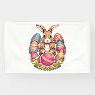 Easter Bunny Rabbit Colourful Eggs Easter Egg Hunt Banner